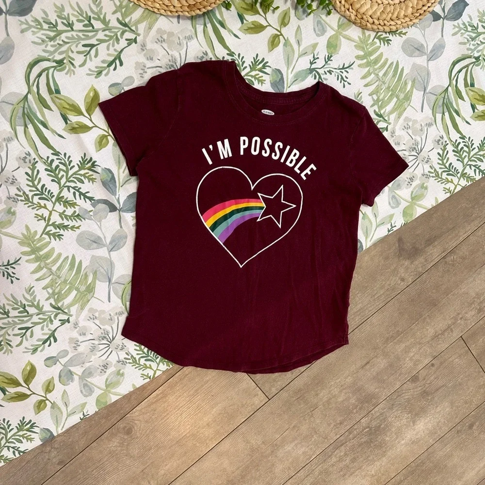 Old Navy Girl’s Positive Graphic T-Shirt I'm Possible' Cotton Size Large
